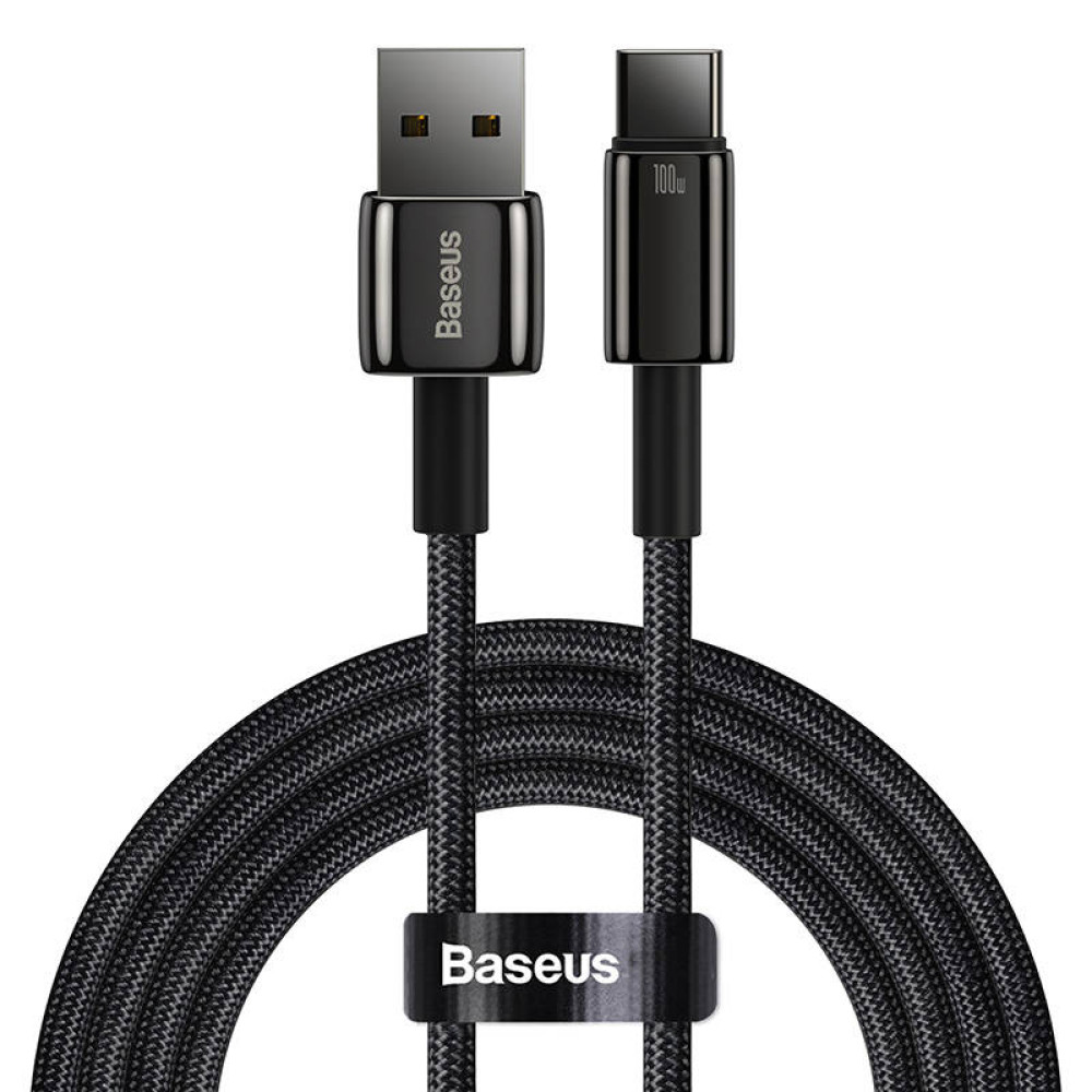 Кабел BASEUS 100W, USB - Type-C, Tungsten Gold - (CAWJ000001), 1 метър
