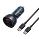 Зарядно за автомобил 12V BASEUS 65W, USB-A, USB-C, Particular Digital Display (TZCCKX-0G) + Type-C кабел 100W