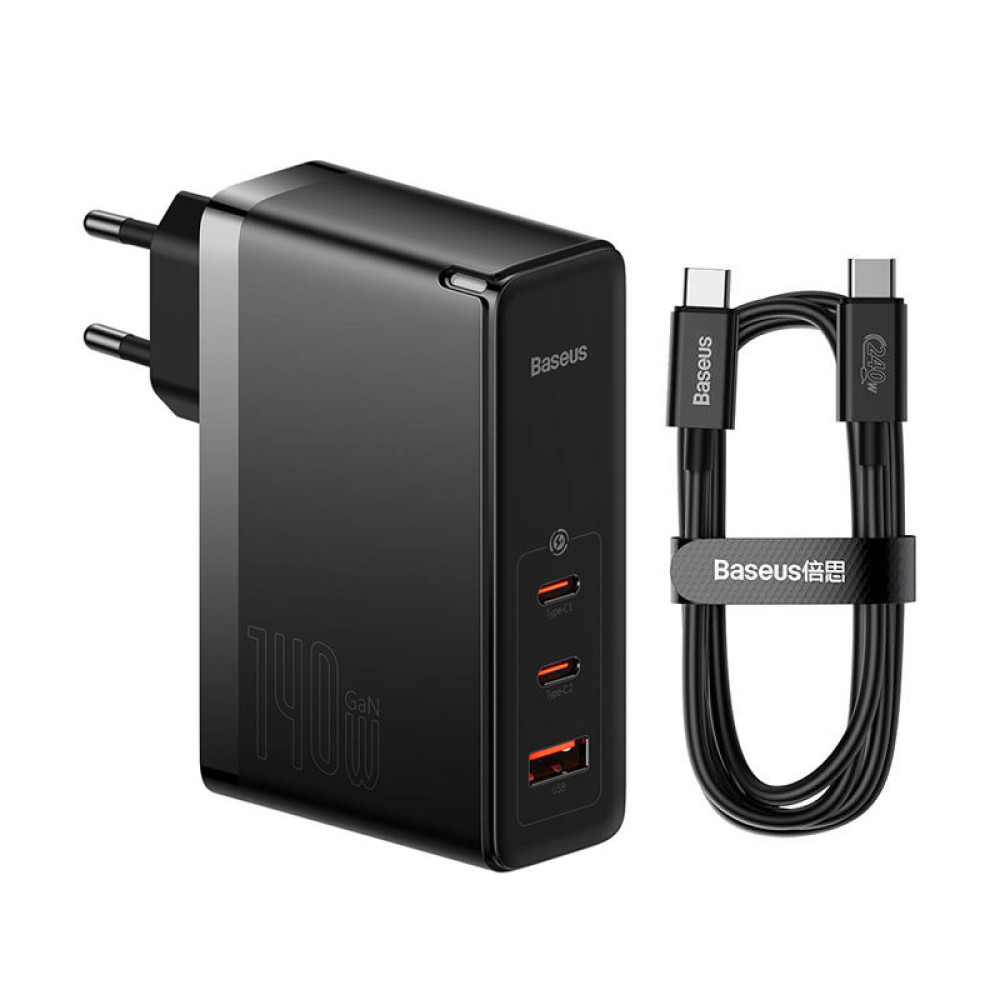 Зарядно устройство 220V BASEUS 140W, USB-A, 2xUSB-C, GaN5 Pro (CCGP100201) 