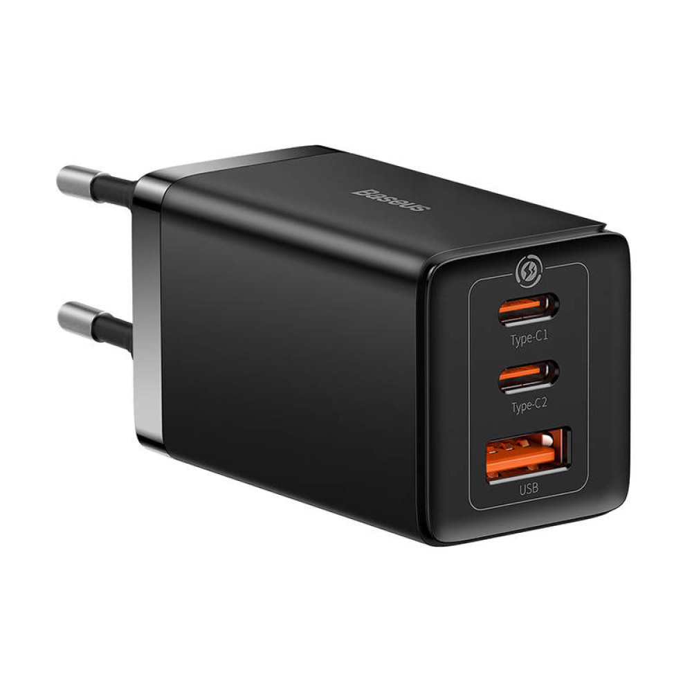    Зарядно устройство 220V BASEUS 65W, USB-A, 2xUSB-C, GaN 5 Pro (CCGP120201)