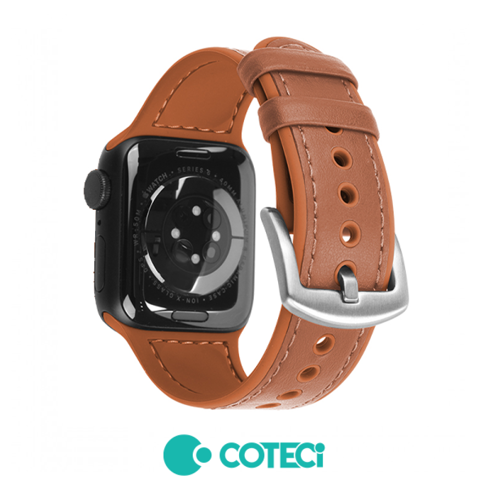 Силиконова каишка за смарт часовник Apple iWatch Series 6 44мм - Leather + Silicone Strap W51