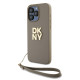 Калъф DKNY PU Leather Stack Logo Wrist Strap Beige за Apple iPhone 15 Pro - DKHCP15LPBSWSE 