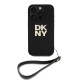 Калъф DKNY PU Leather Stack Logo Wrist Strap Black за Apple iPhone 16 Pro - DKHCP16LPBSWSK 