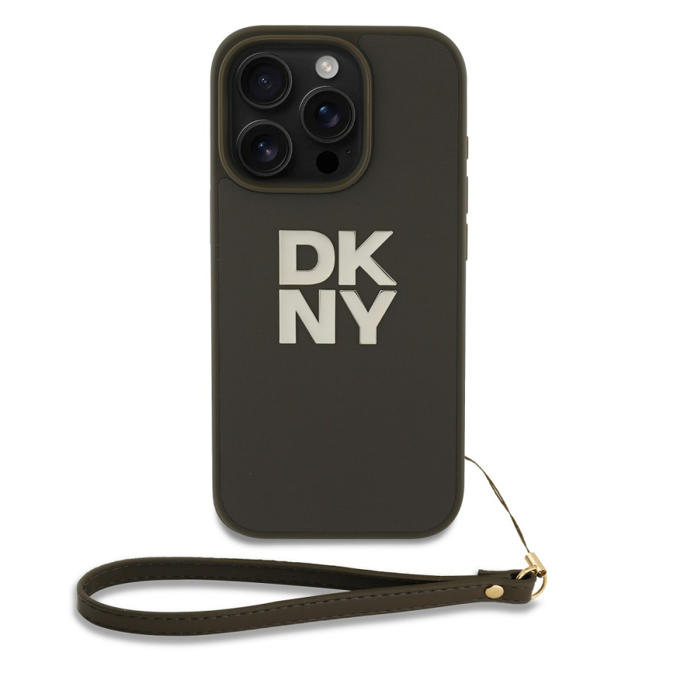 Калъф DKNY PU Leather Stack Logo Wrist Strap Green за Apple iPhone 16 Pro - DKHCP16LPBSWSA 