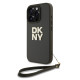 Калъф DKNY PU Leather Stack Logo Wrist Strap Green за Apple iPhone 16 Pro - DKHCP16LPBSWSA 