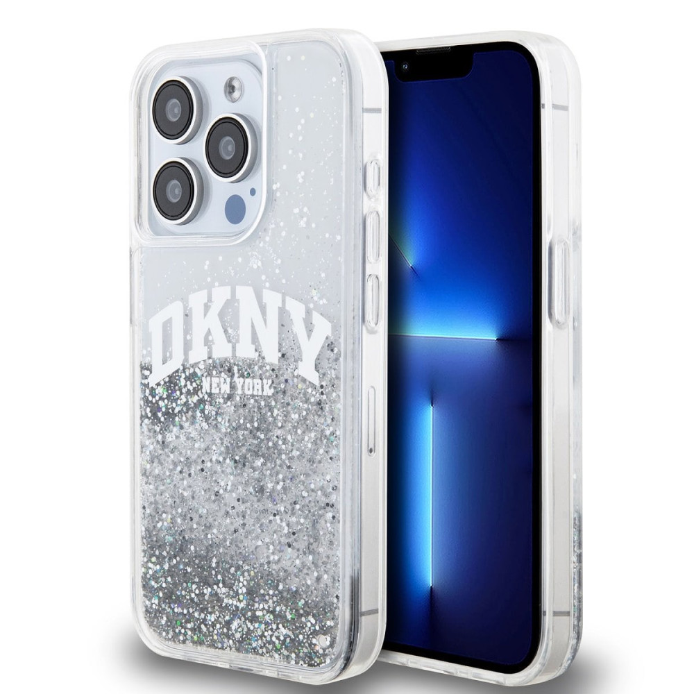 Калъф DKNY Liquid Glitter Arch Logo Transparent DKHCP15XLBNAET за Apple iPhone 15 Pro Max