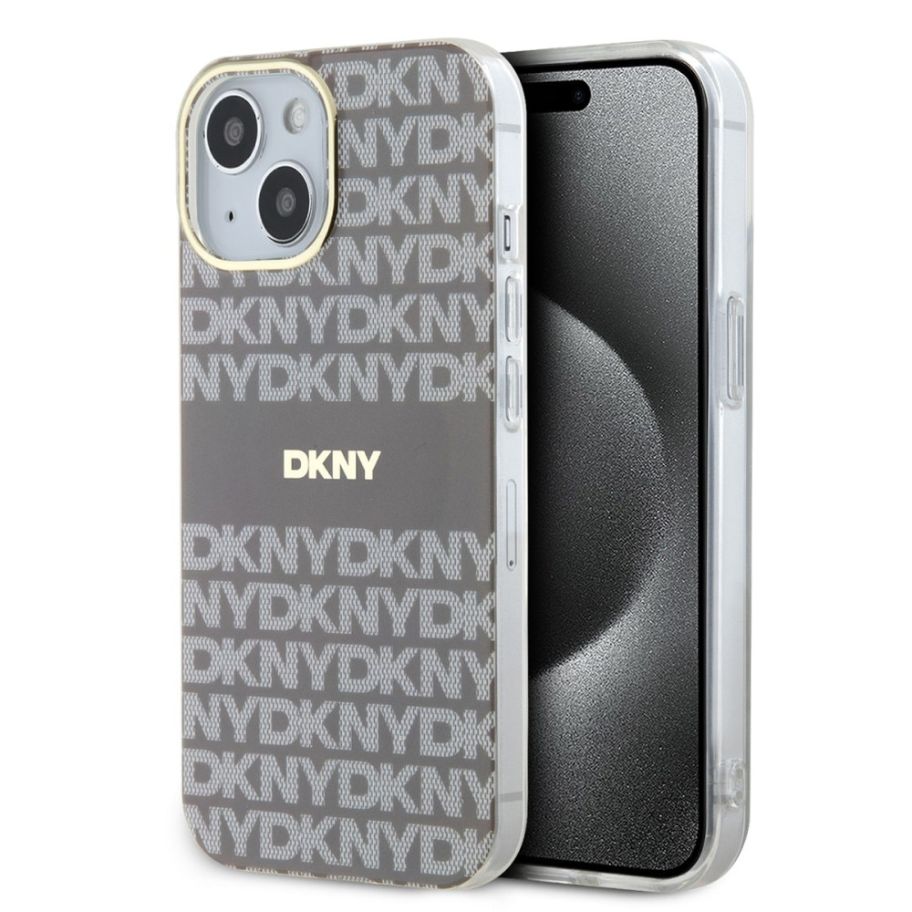 Калъф DKNY PC/TPU Repeat Pattern Tonal Stripe Magsafe Beige DKHMP13MHRHSEE за Apple iPhone 13