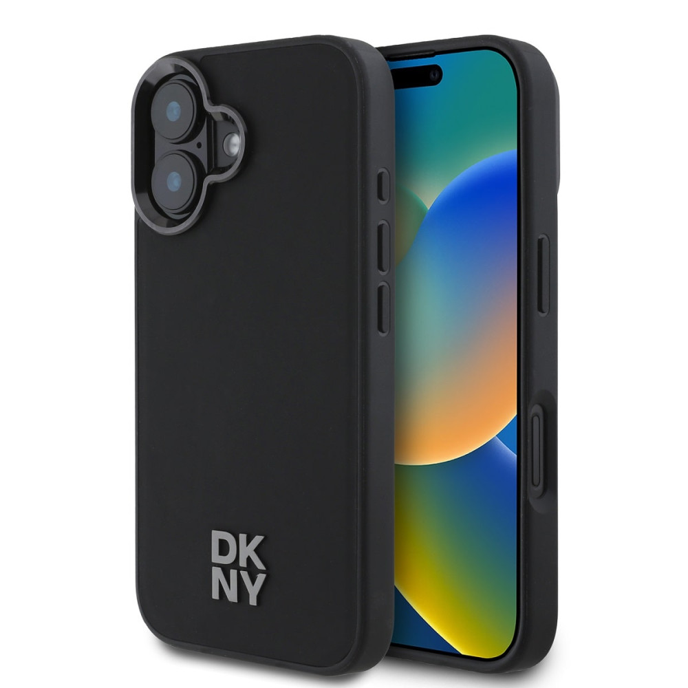 Калъф DKNY PU Leather Stack Logo Magsafe Black DKHMP16SPSMCSLK за Apple iPhone 16