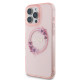 Калъф Guess IML Flowers Ring MagSafe Pink GUHMP16LHFWFCP за Apple iPhone 16 Pro