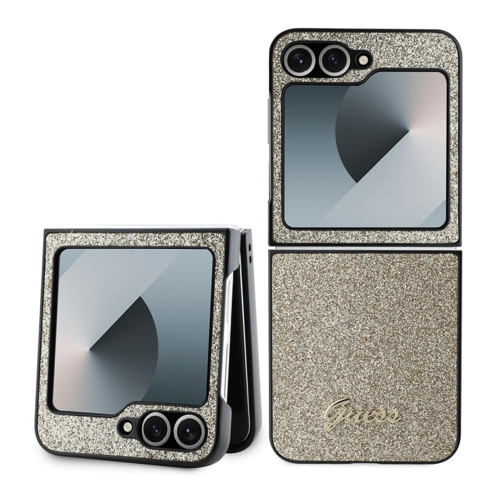 Калъф Guess PC/TPU Glitter Flakes Metal Logo Gold GUHCZF6HGGSHD за Samsung Galaxy Z Flip 6