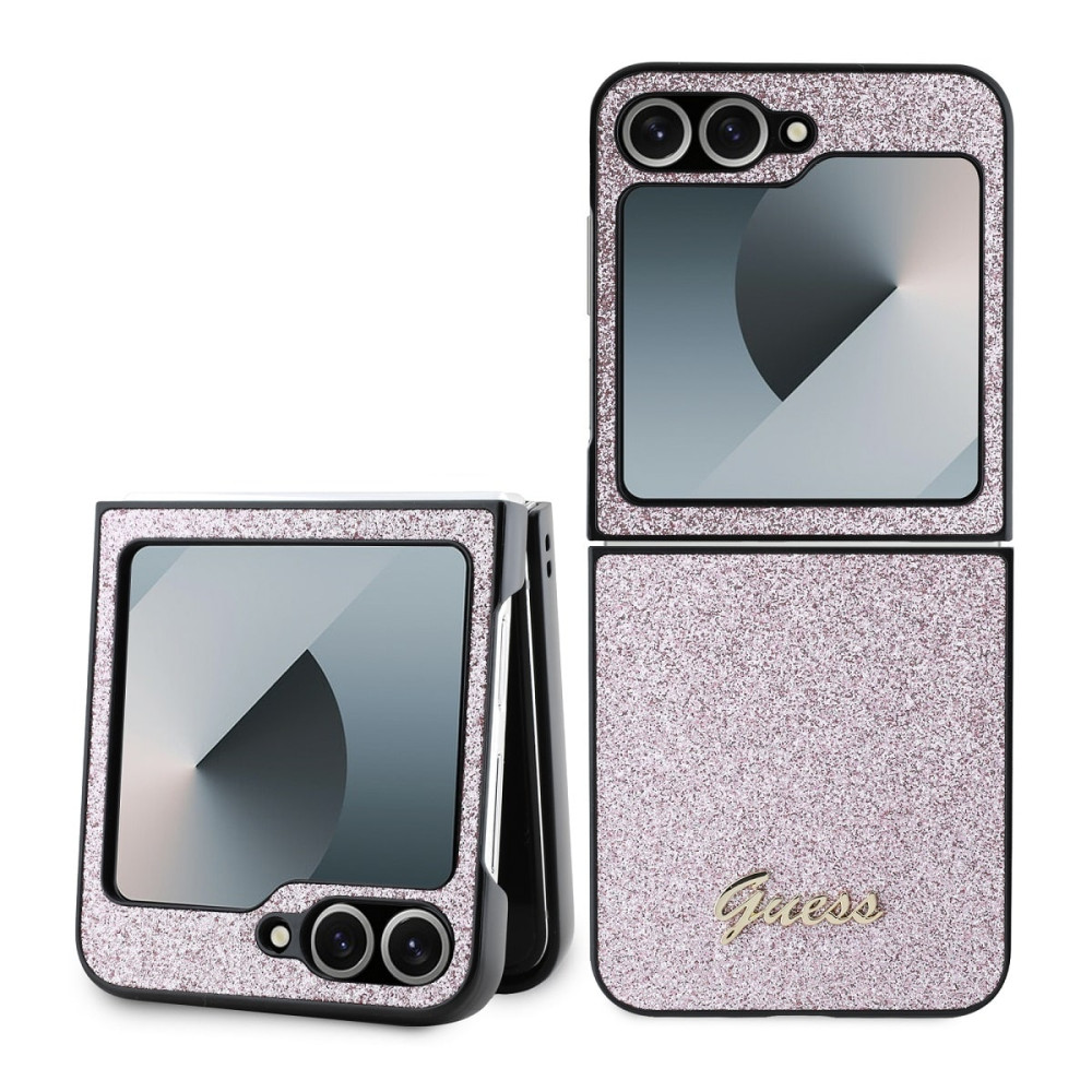 Калъф Guess PC/TPU Glitter Flakes Metal Logo Pink GUHCZF6HGGSHP за Samsung Galaxy Z Flip 6