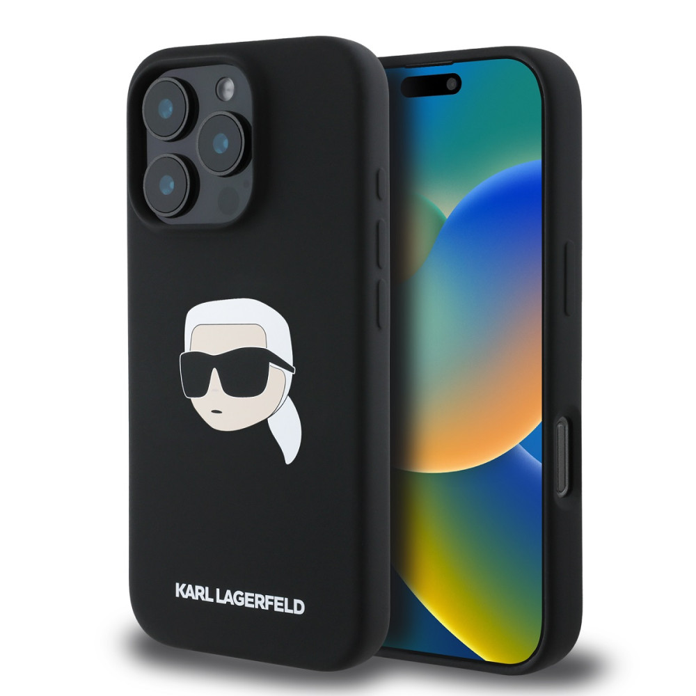 Калъф Karl Lagerfeld Liquid Silicone Karl Head MagSafe KLHMP16LSKHPPLK за Apple iPhone 16 Pro