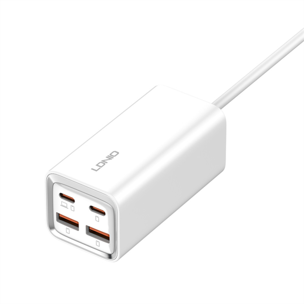 Зарядно устройство 220V LDNIO 65W - A4610, 2xUSB-A, 2xUSB-C, AC, Desktop 2500W