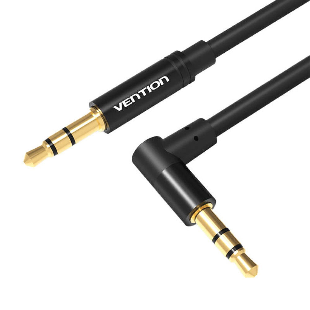 Аудио кабел VENTION 1x 90-градусов AUX/m/ jack 3.5мм към 1x AUX/m/ jack 3.5мм, 0.5м