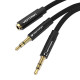 Аудио кабел VENTION BBLBAB - 1(F)x mini jack 3.5mm към 2(M)x mini jack 3.5mm, 0.6 метра 