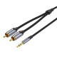 Аудио кабел VENTION BCNBK - 2(M)x RCA jack (чинч) към 1(M)x mini jack 3.5mm, 8 метра 