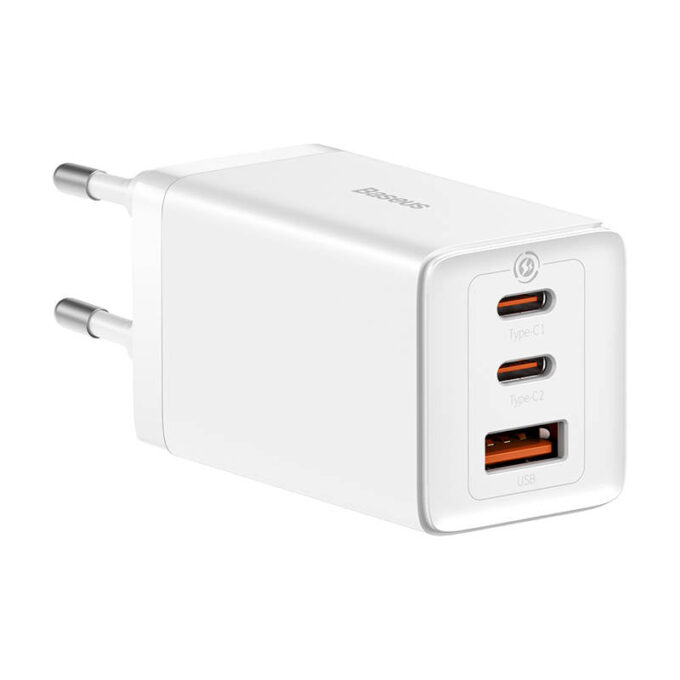 Зарядно устройство 220V BASEUS 65W, USB-A, 2xUSB-C GaN5 Pro + кабел Type-C към Type-C