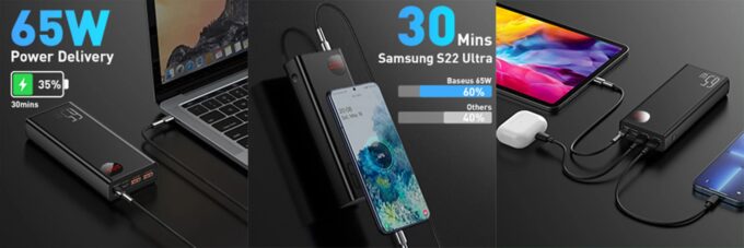 Външна батерия BASEUS 20 000 mAh, 65W, Adaman Metal (PPIMDA-D01)