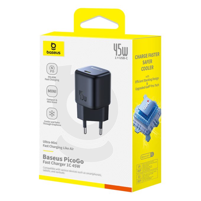 Зарядно устройство 220V BASEUS 45W, USB-C, PicoGo GaN - Image 16