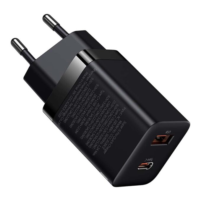 Зарядно устройство 220V Baseus 30W, USB-C, USB-A, Super Si Pro, Quick Charger - Image 5