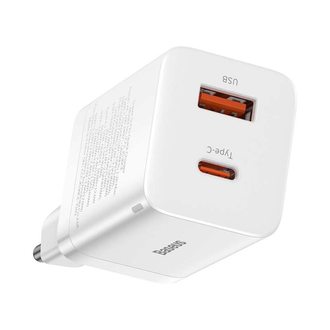Зарядно устройство 220V Baseus 30W, USB-C, USB-A, Super Si Pro, Quick Charger - Image 3