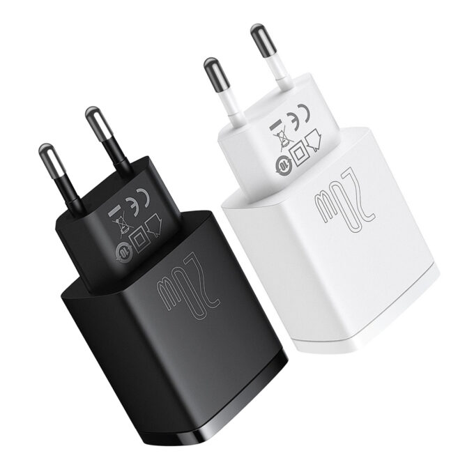 Зарядно устройство 220V Baseus 20W, USB-A, USB-C, 3A, Compact Series