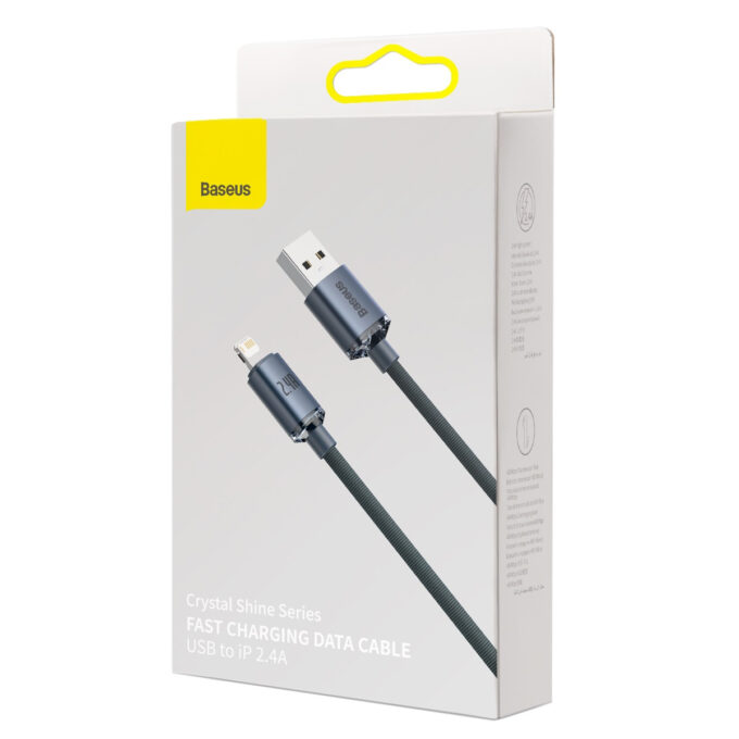 Кабел BASEUS USB-A - Lightning, 2м,2.4A,Crystal Shine - Image 11