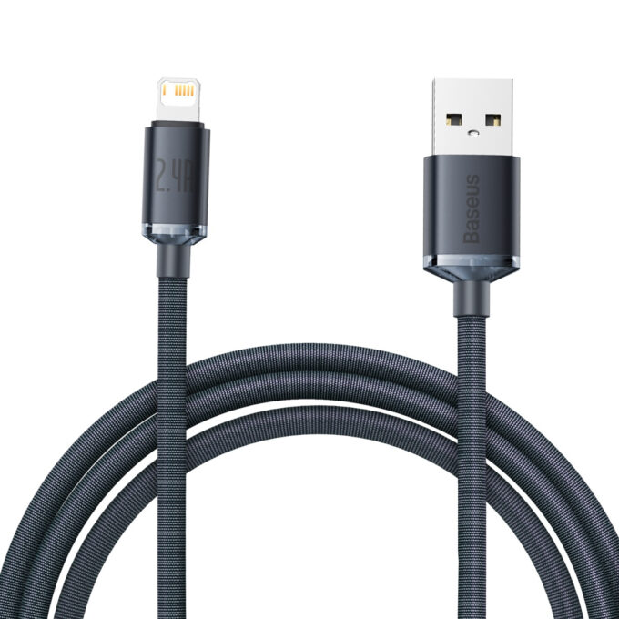 Кабел BASEUS USB-A - Lightning, 2м,2.4A,Crystal Shine - Image 2