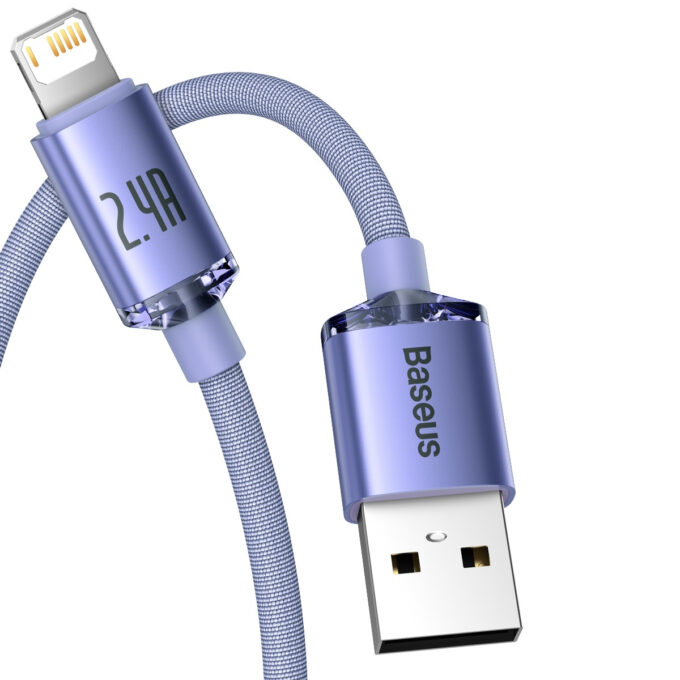 Кабел BASEUS USB-A - Lightning, 2м,2.4A,Crystal Shine - Image 7