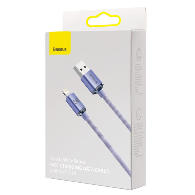 Кабел BASEUS USB-A - Lightning, 2м,2.4A,Crystal Shine - Image 13