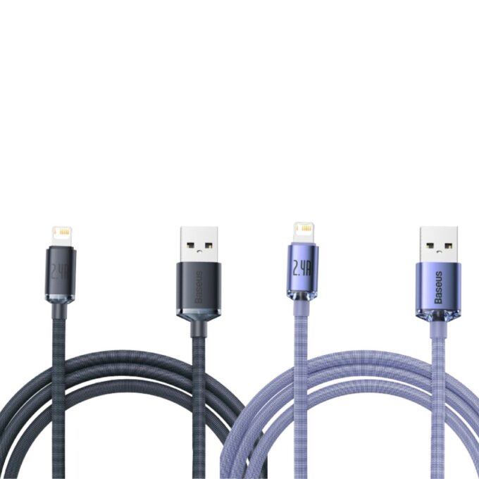 Кабел BASEUS USB-A - Lightning, 2м,2.4A,Crystal Shine