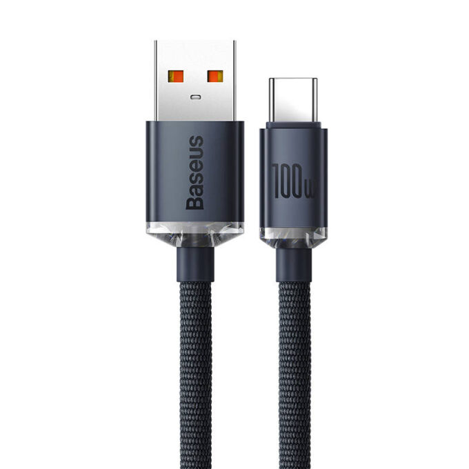 Кабел BASEUS USB-A - Type-C, 2м,100W, Crystal Shine - Image 3