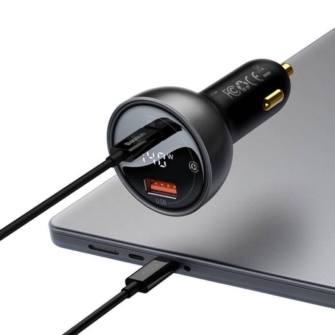 Зарядно за автомобил 12V BASEUS 140W, USB-A, USB-C + кабел Type-C - Type-C (CGZX070001) - Image 6