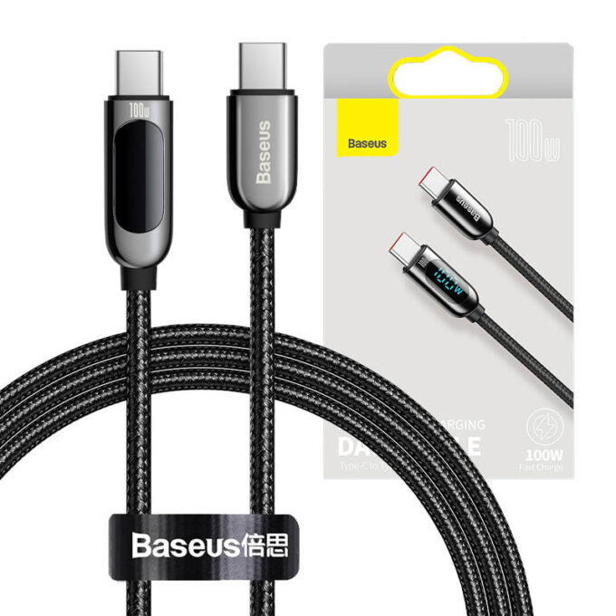 Кабел BASEUS Type-C - Type-C, 1м, 100W, Display Fast Charging (CATSK-B01) - Image 7