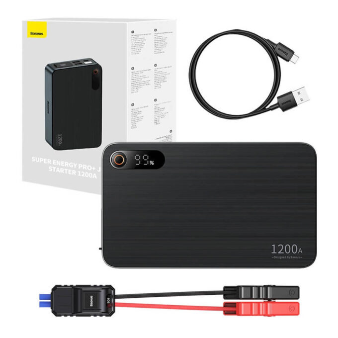Стартер за автомобил и външна батерия Baseus PRO Plus - 12 000 mAh, 1200A + фенер (C00245700111-00) - Image 8