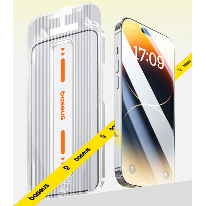 Стъклен протектор Baseus Corning Series HD за Apple iPhone 15 Pro, Easy-fix (P60012219201-02) - Image 8