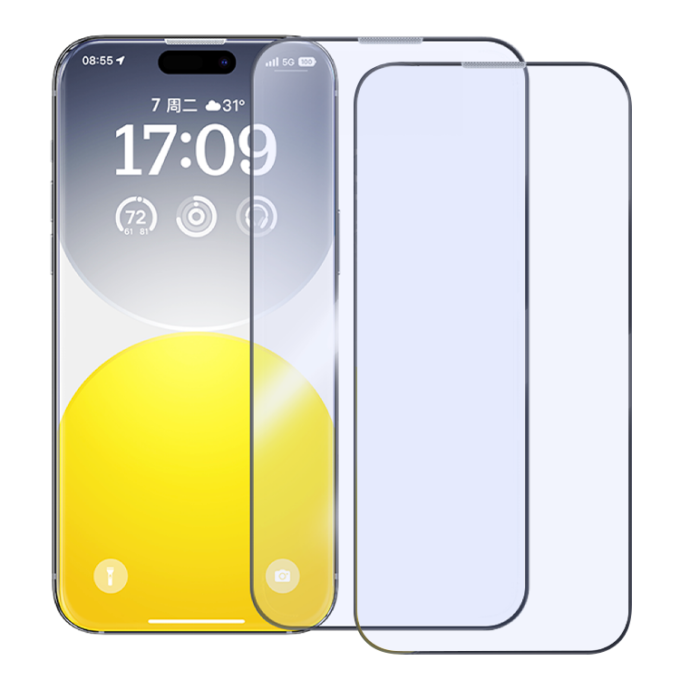 Стъклен протектор Baseus Crystal Ceramic за Apple iPhone 15 Pro Max, SET 2 броя, Blue-Ray (P6001205R201-03)
