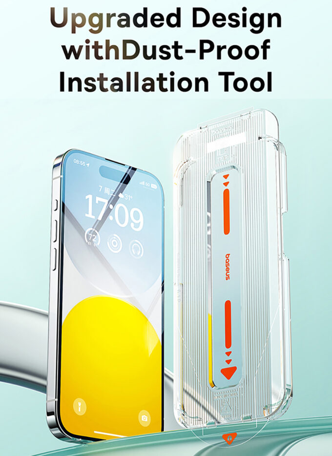 Стъклен протектор Baseus Crystal Ceramic за Apple iPhone 15 Pro Max, Easy-fix (P6001205M201-03) - Image 9
