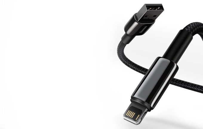 Кабел BASEUS USB-A - Lightning, 2м,2.4А, Tungsten Gold, (CALWJ-A01) - Image 7