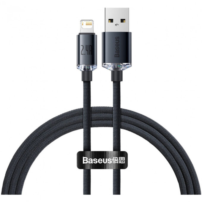 Кабел BASEUS USB-A - Lightning, 1.2м,2.4A, Crystal Shine - Image 2