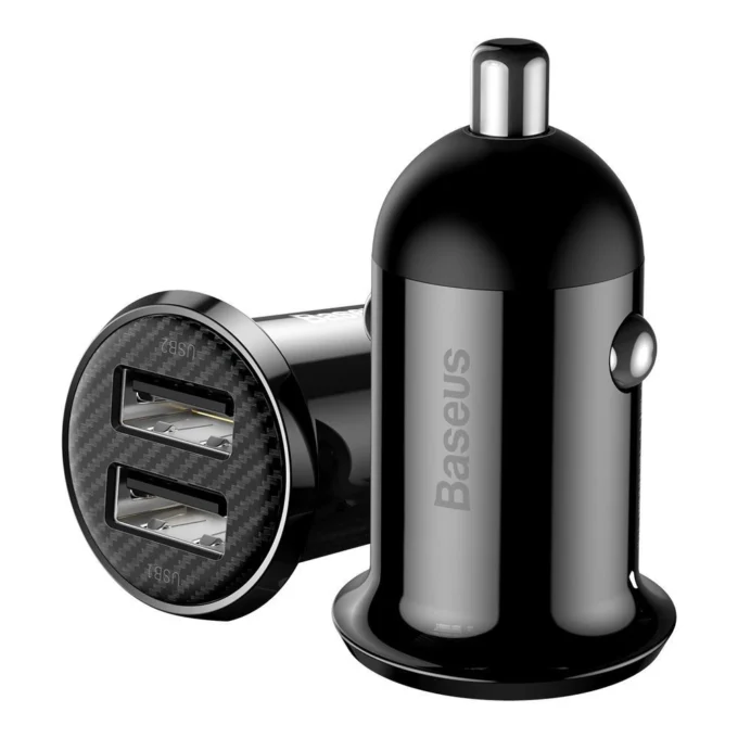 Зарядно за автомобил 12V BASEUS 24W, 2xUSB-A Grain Pro (CCALLP-01) - Image 2