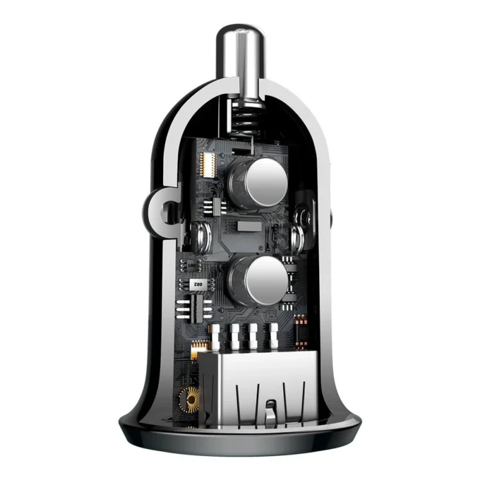 Зарядно за автомобил 12V BASEUS 24W, 2xUSB-A Grain Pro (CCALLP-01) - Image 5