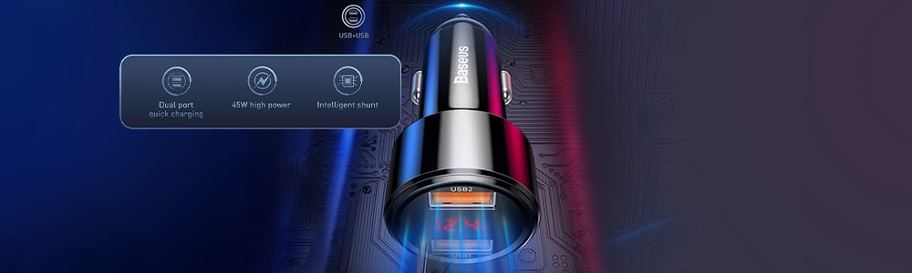 Зарядно за автомобил 12V BASEUS 140W, USB-A, USB-C (CGZX070001)