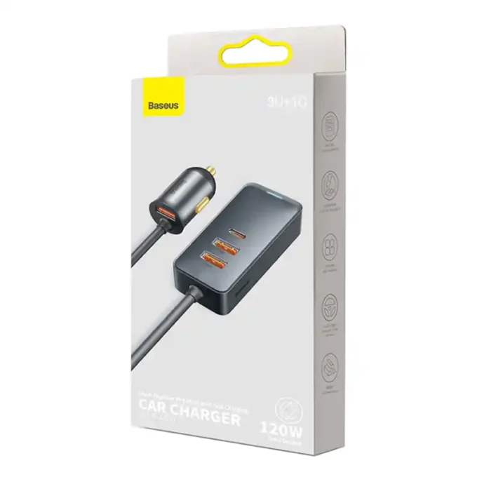 Зарядно за автомобил 12V BASEUS 120W, 3xUSB-A, USB-C, Share Together PPS multi-port (CCBT-B0G) - Image 7