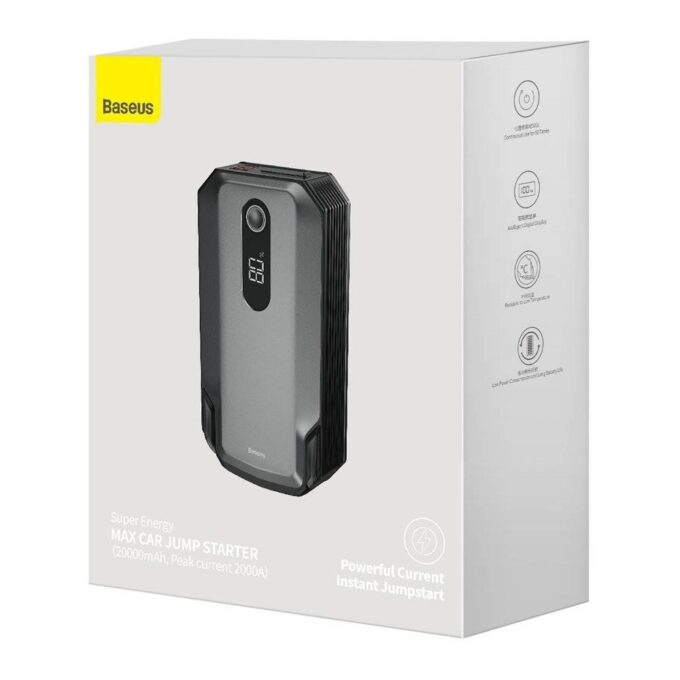 Стартер за автомобил и външна батерия Baseus Energy Max Car - 20 000 mAh, 2000A + фенер (CGNL020001) - Image 7