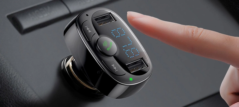 Трансмитер Baseus MP3 Wireless, 2xUSB-A, AUX, Micro SD, T-typed S-09A (CCMT000001)