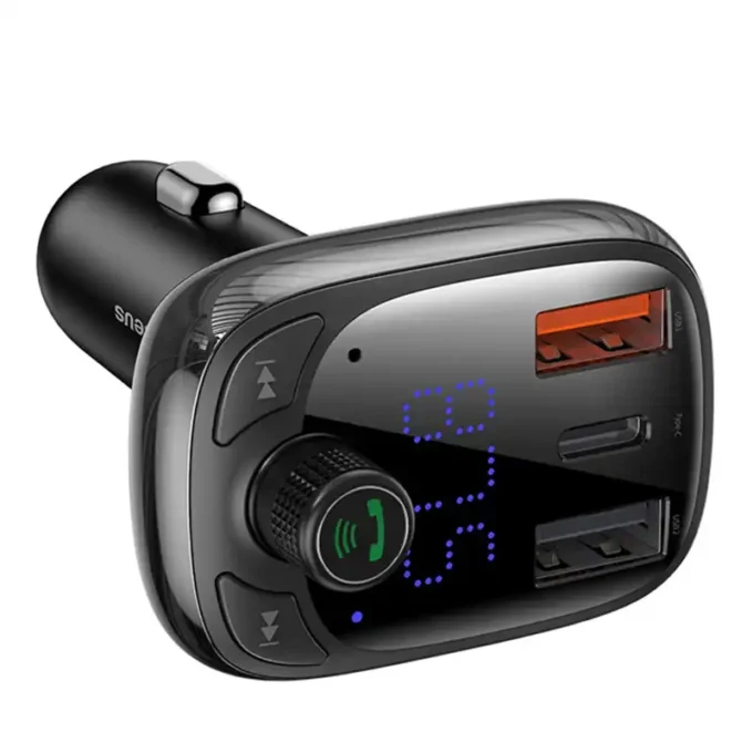 Трансмитер Baseus MP3 Wireless, 2xUSB-A, USB-C, Micro SD, T-typed S-13 (CCMT000101) - Image 2