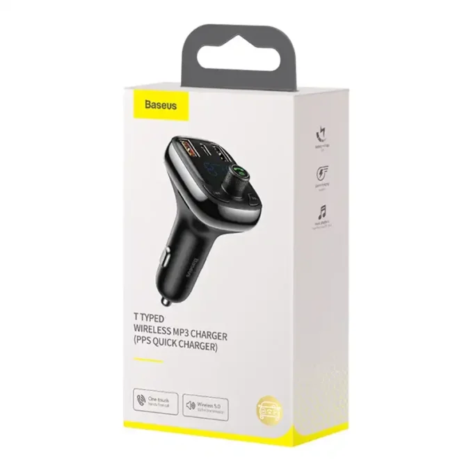 Трансмитер Baseus MP3 Wireless, 2xUSB-A, USB-C, Micro SD, T-typed S-13 (CCMT000101) - Image 6