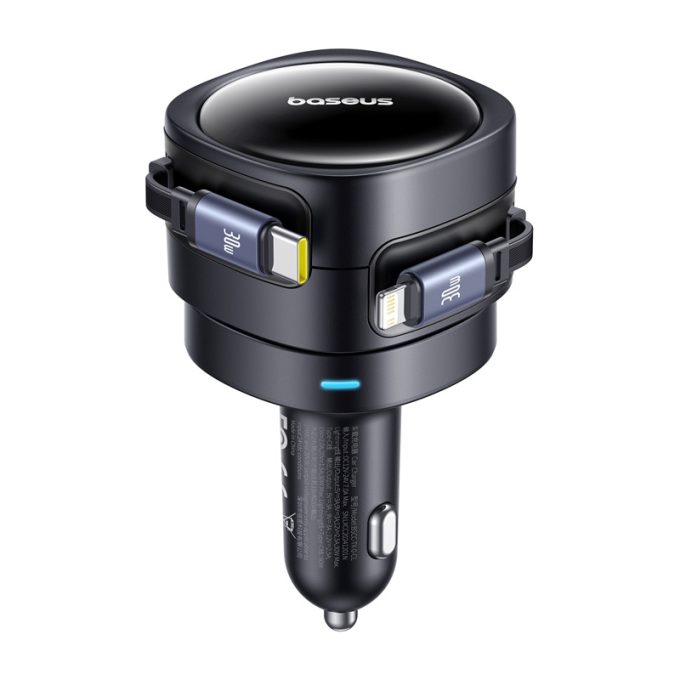 Зарядно за автомобил 12V BASEUS 60W, кабели Type-C + Lightning, Enjoyment Max (C00035507121-00) - Image 2