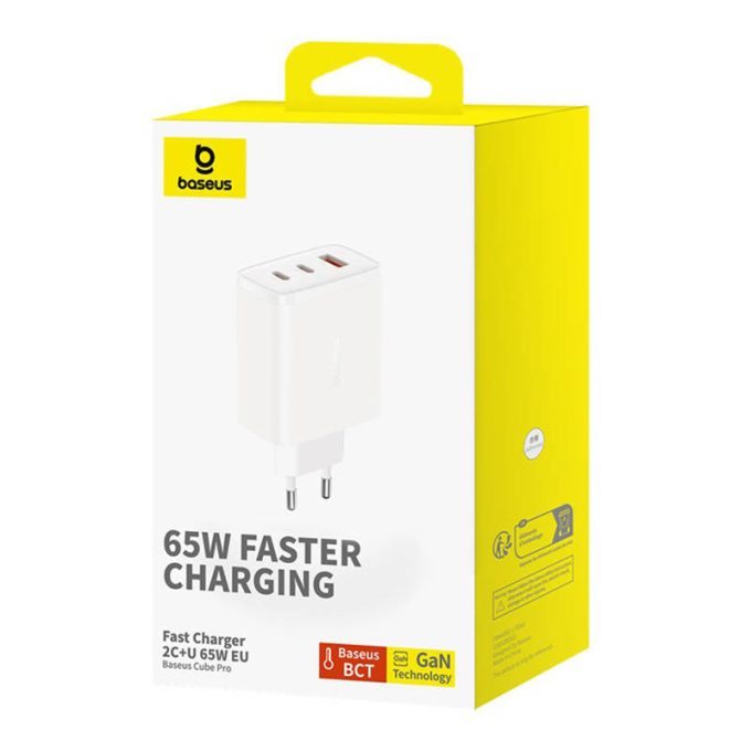 Зарядно устройство 220V BASEUS 65W, USB-A, 2xUSB-C, Cube Pro (P10152301213-00) - Image 7